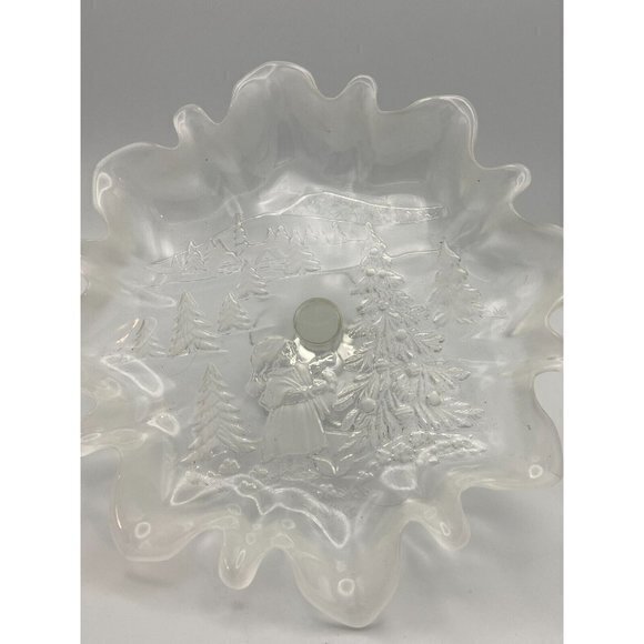 Mikasa Christmas Story Frosted Edge Footed Clear Crystal Candy Dish Bowl - Picture 2 of 3